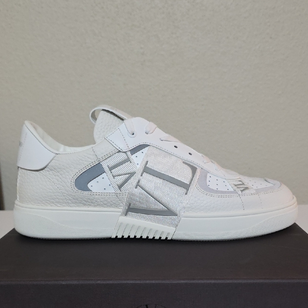Valentino Garavani White and Silver Sneakers